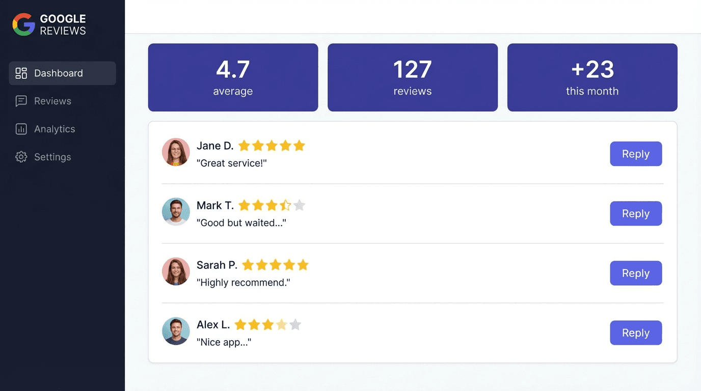 Reputive dashboard pro správu recenzí