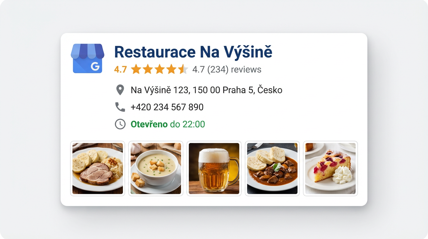 Příklad Google Business profilu s recenzemi